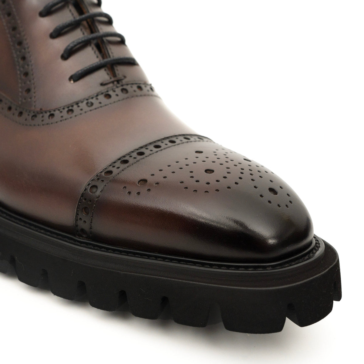 Dark Brown Wingtip Cow Leather Oxford Shoes