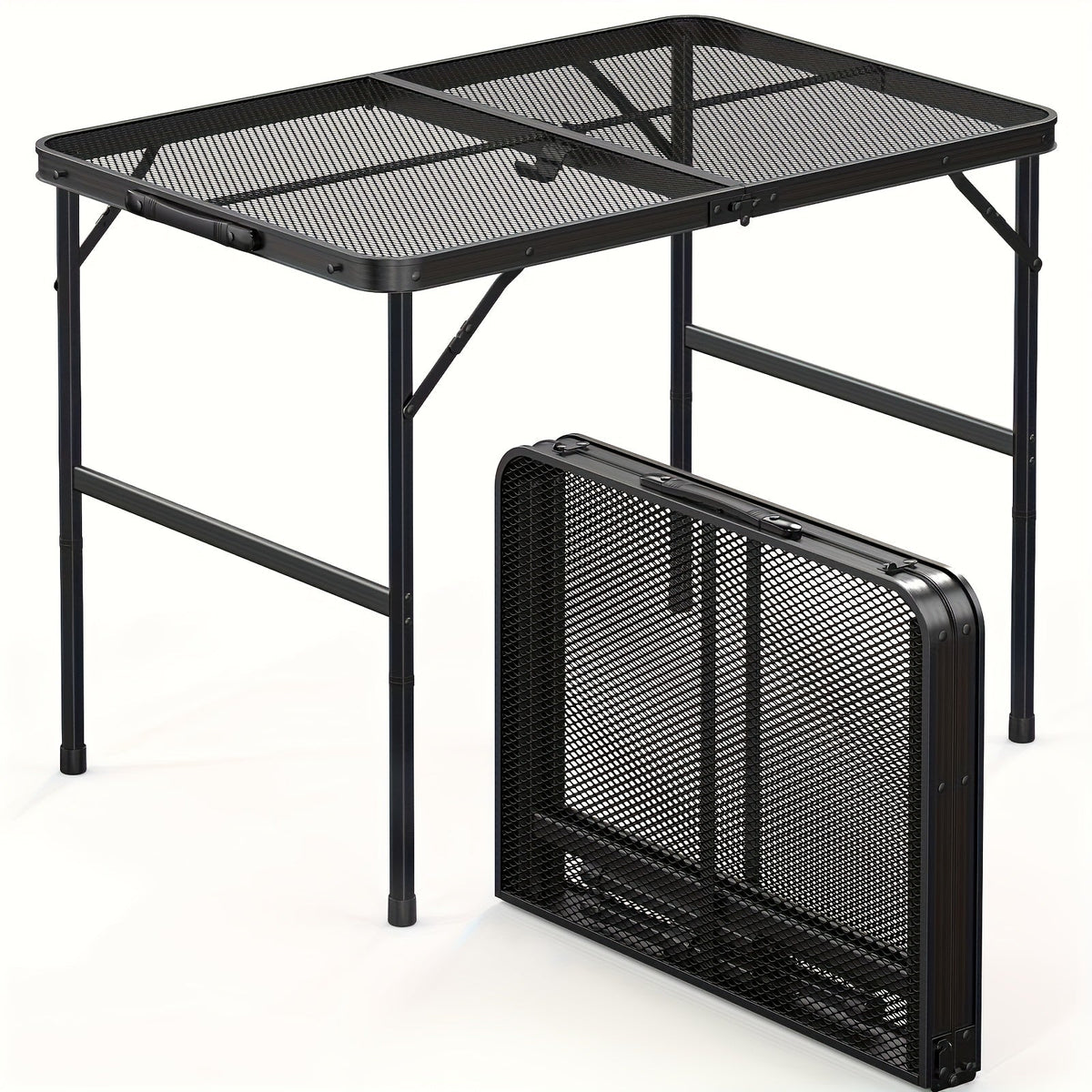 3FT Folding Camping Table Aluminum Portable Adjustable Picnic Table Black