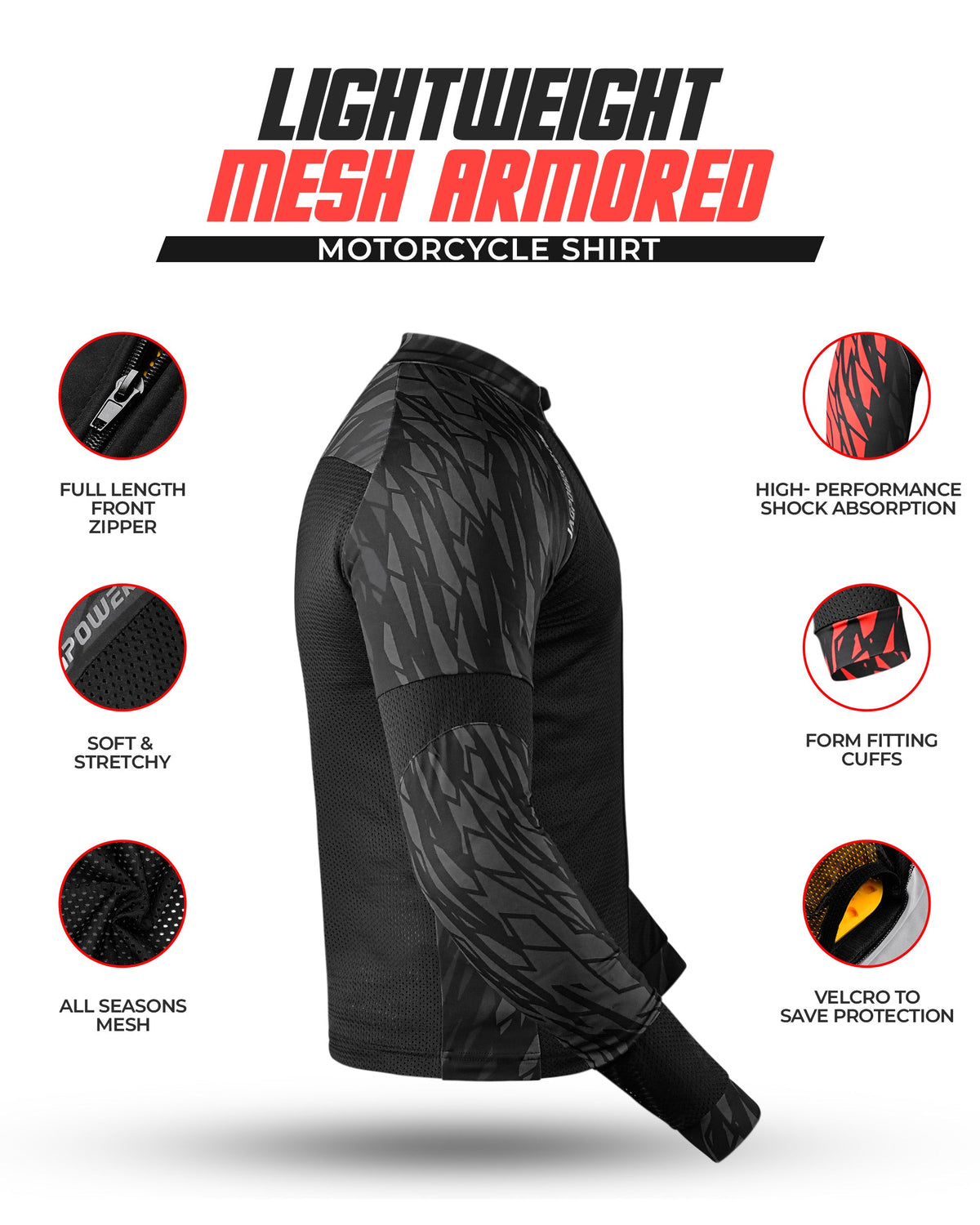 Camisa de motocicleta de malla JAG | Protección con certificación CE