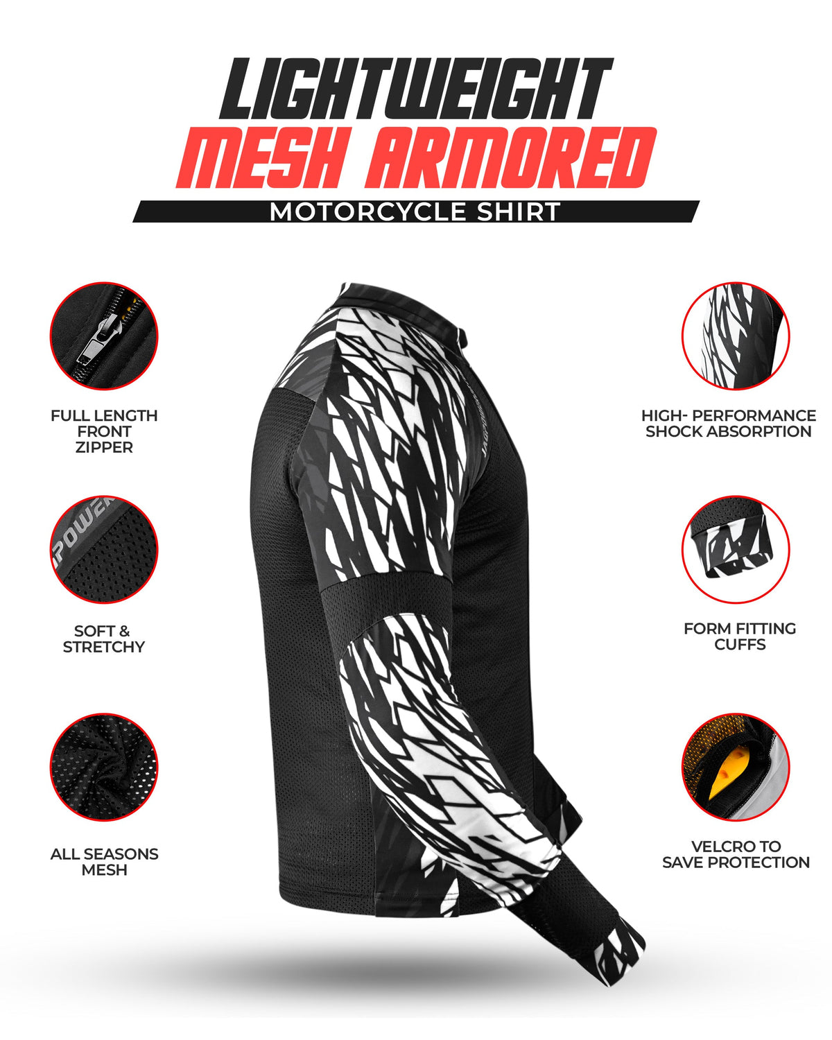 Camisa de motocicleta de malla JAG | Protección con certificación CE