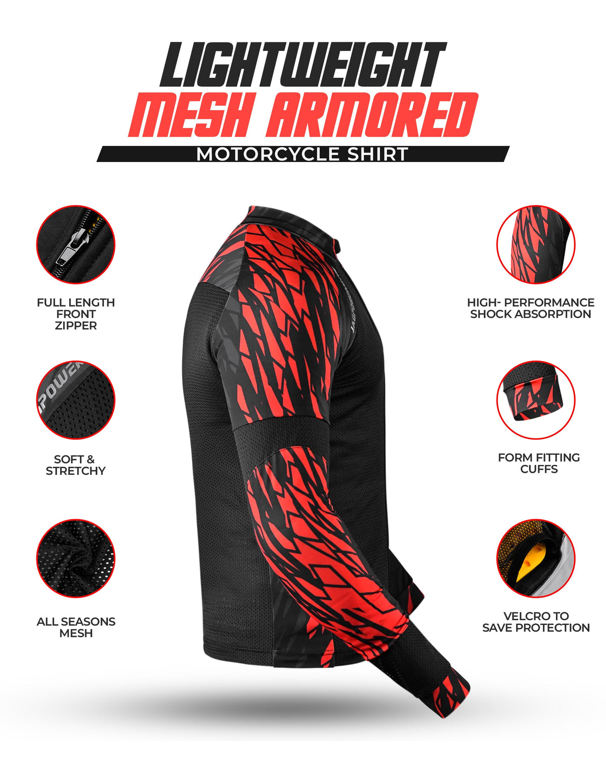 Camisa de motocicleta de malla JAG | Protección con certificación CE