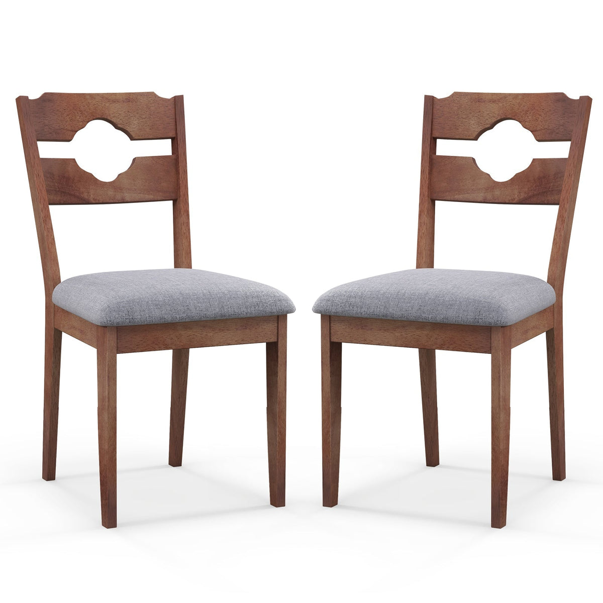 Juego de 2 sillas de comedor de cocina tapizadas en tela con asiento acolchado y respaldo alto - Gris