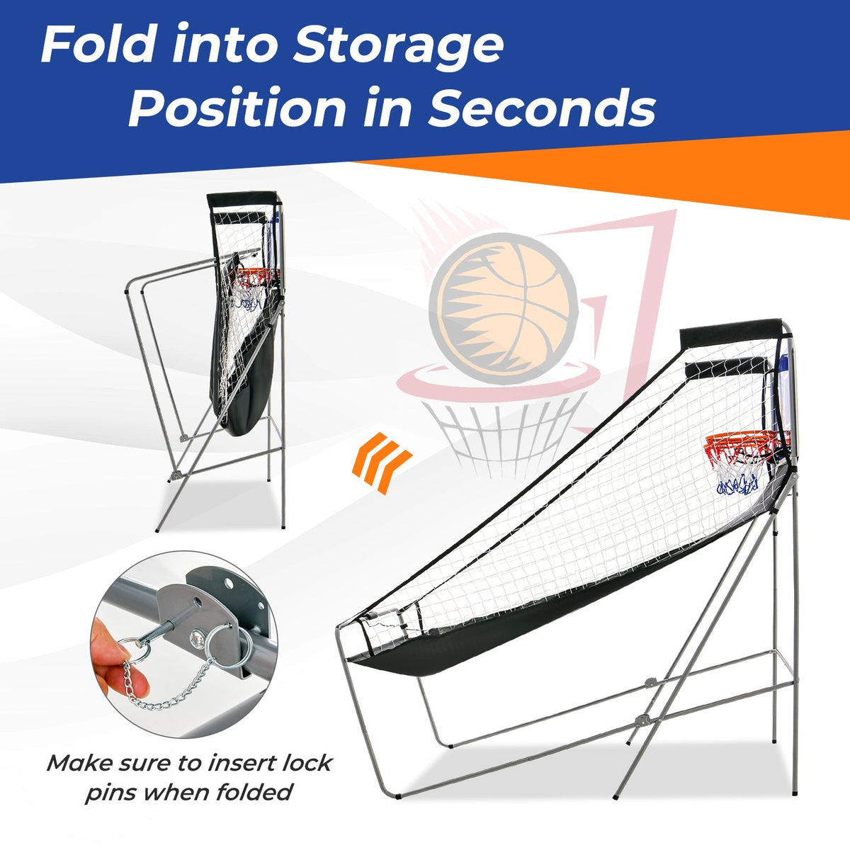 Dual Shot Basketball Arcade Game with 8 Game Modes and 4 Balls