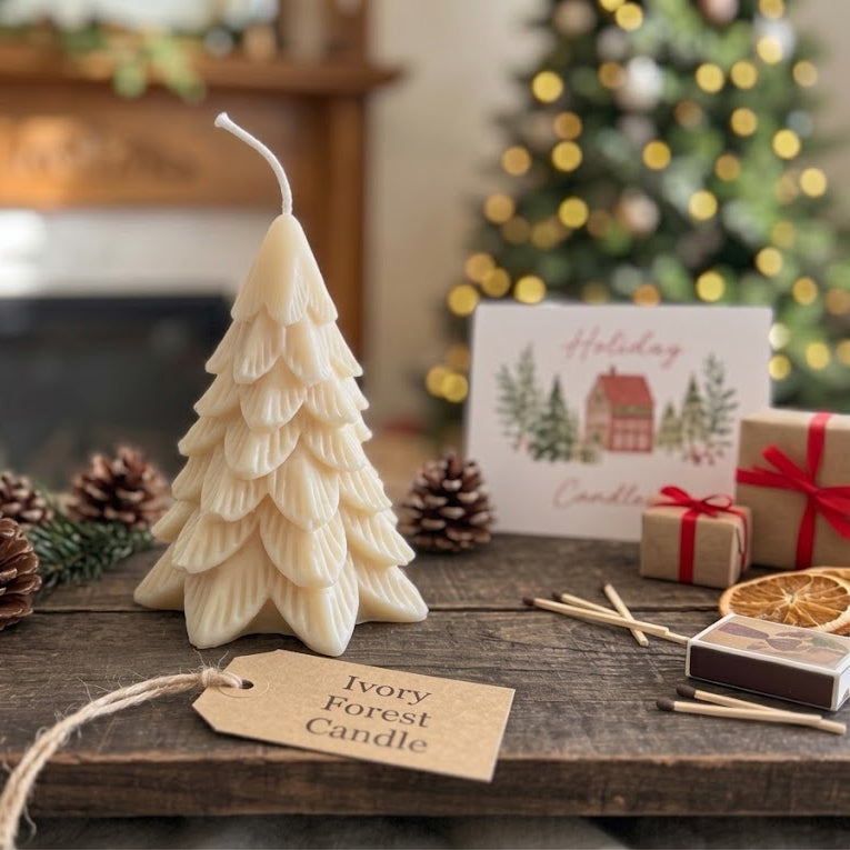 Evergreen Forest Christmas Ivory Tree Candle