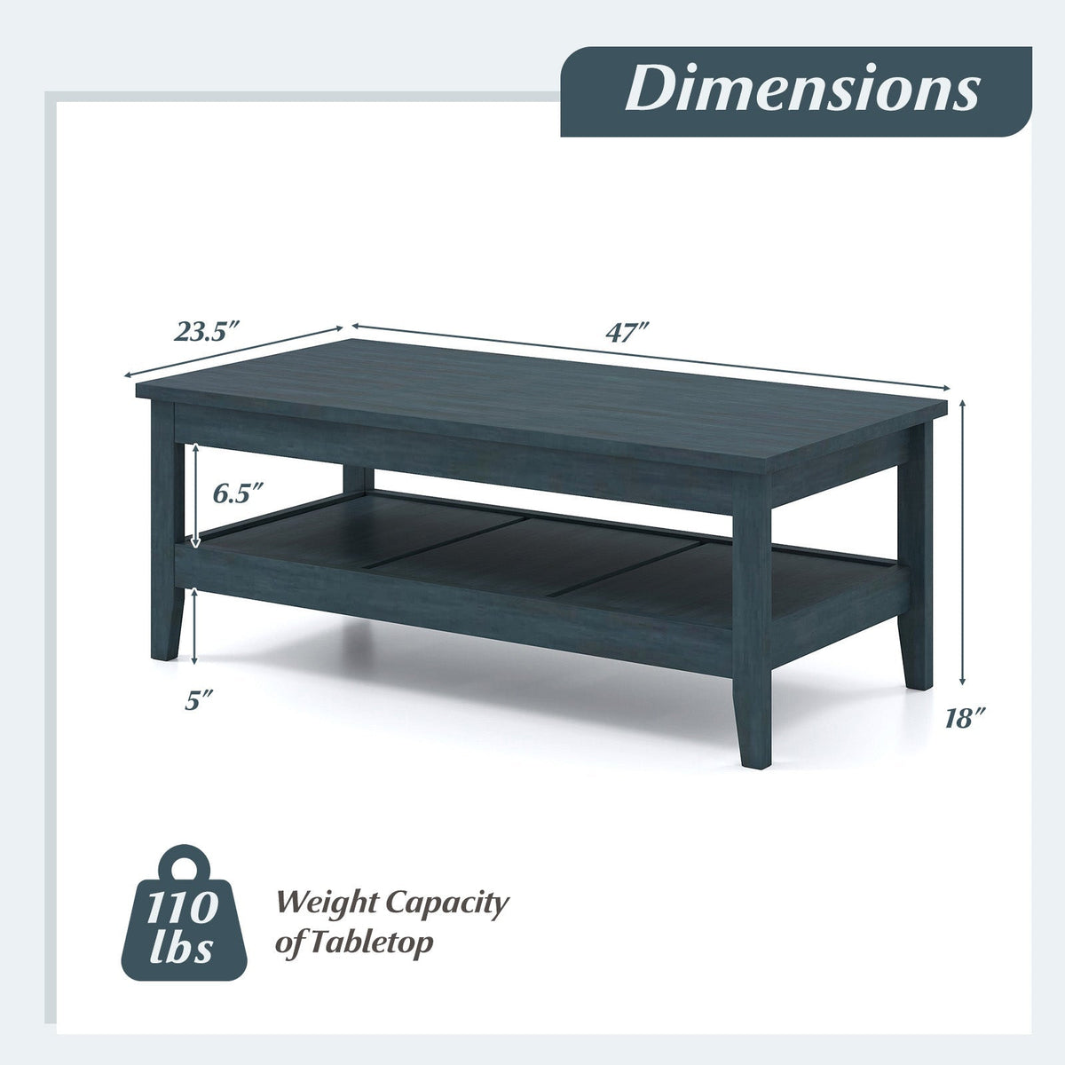 Farmhouse Coffee Table Rustic Cocktail Center Table with Thickened Tabletop