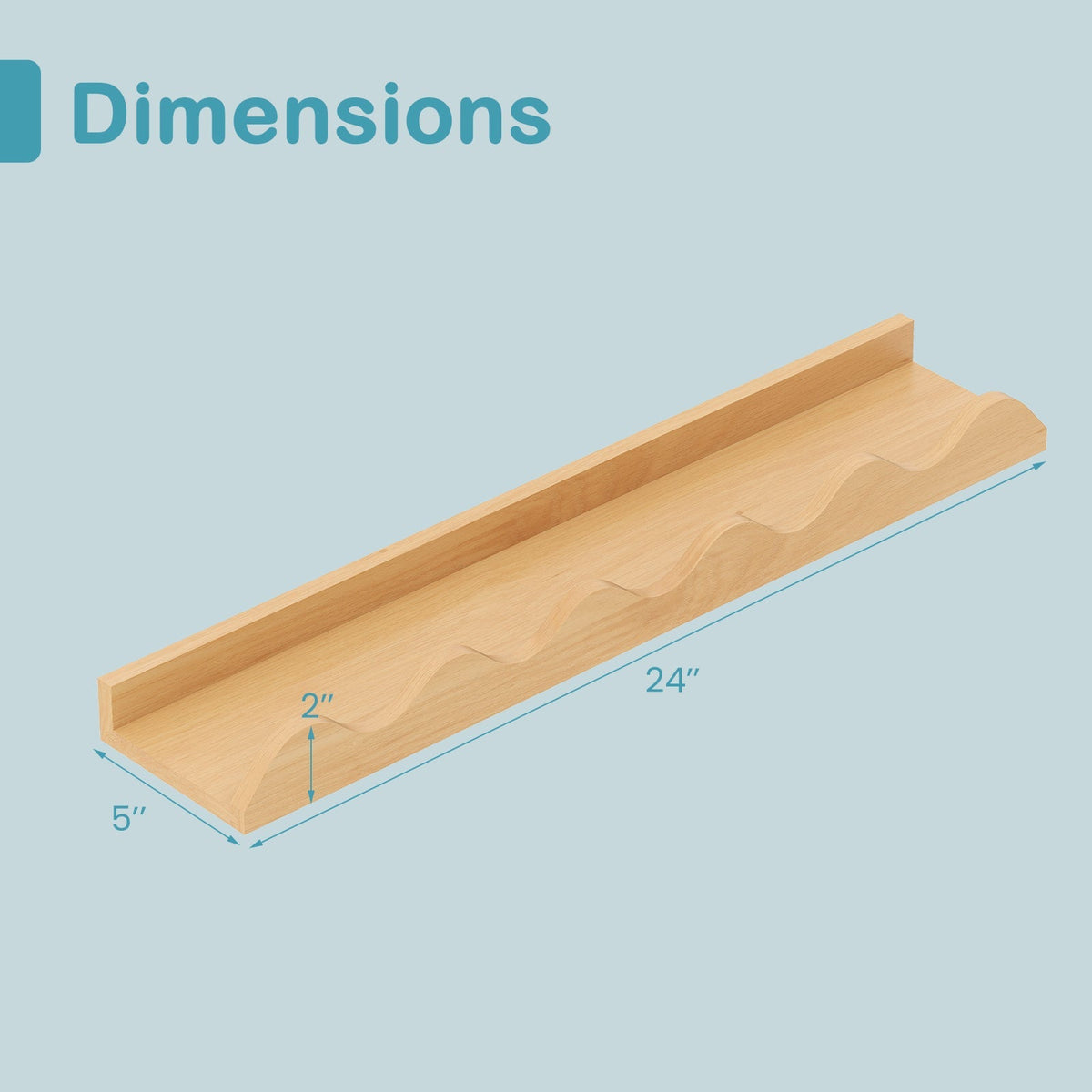 24 Inch Kids Bookshelf Set of 4 Wall-Mounted Picture Ledge Shelf-Natural