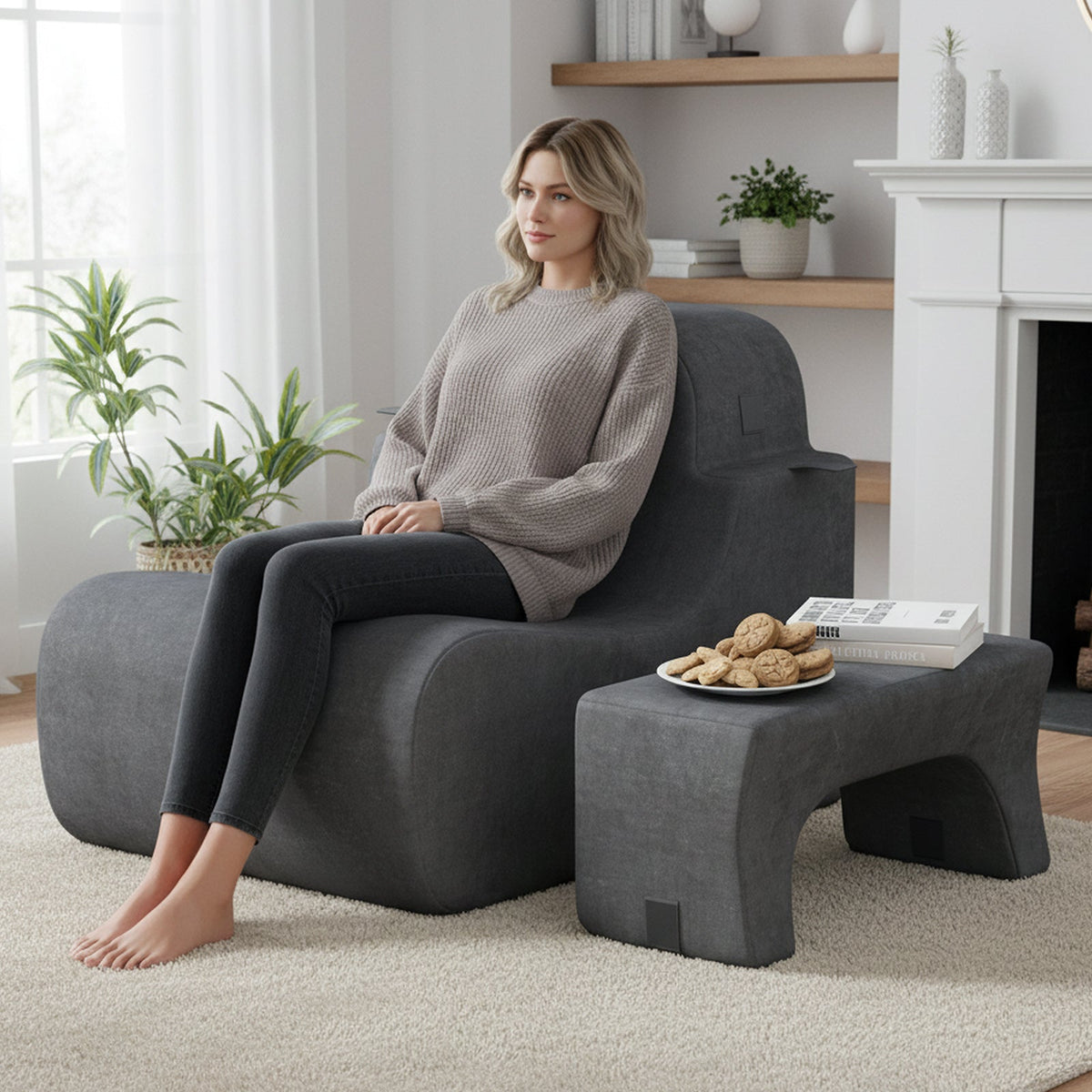 Floor Chair Lazy Sofa with Detachable Headrest