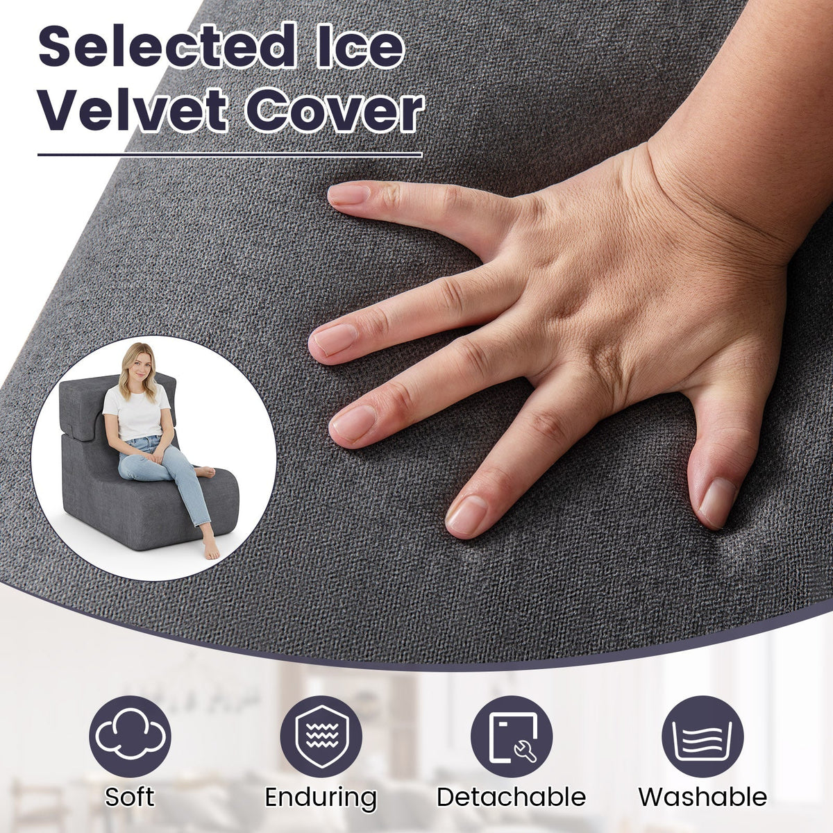Floor Chair Lazy Sofa with Detachable Headrest