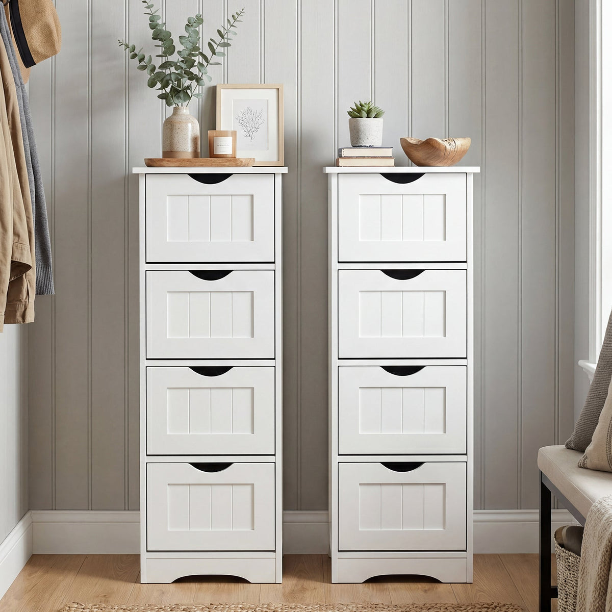 4-Drawer Freestanding Floor Cabinet with Anti-Toppling Device
