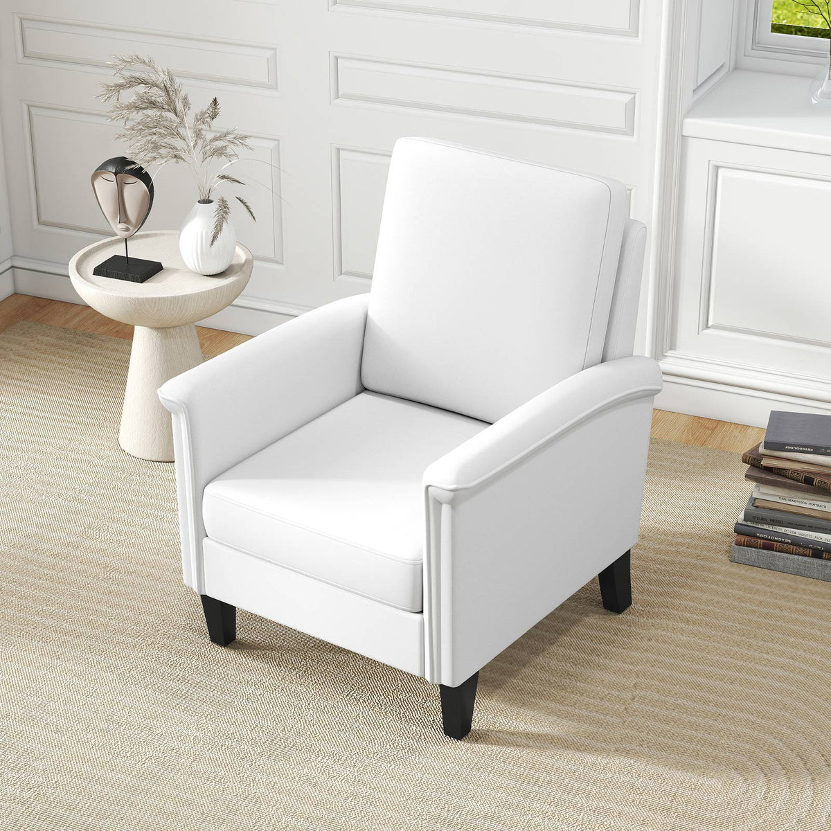 Floral Accent Chair Farmhouse Boho Armchair with Solid Wood Legs and High Back