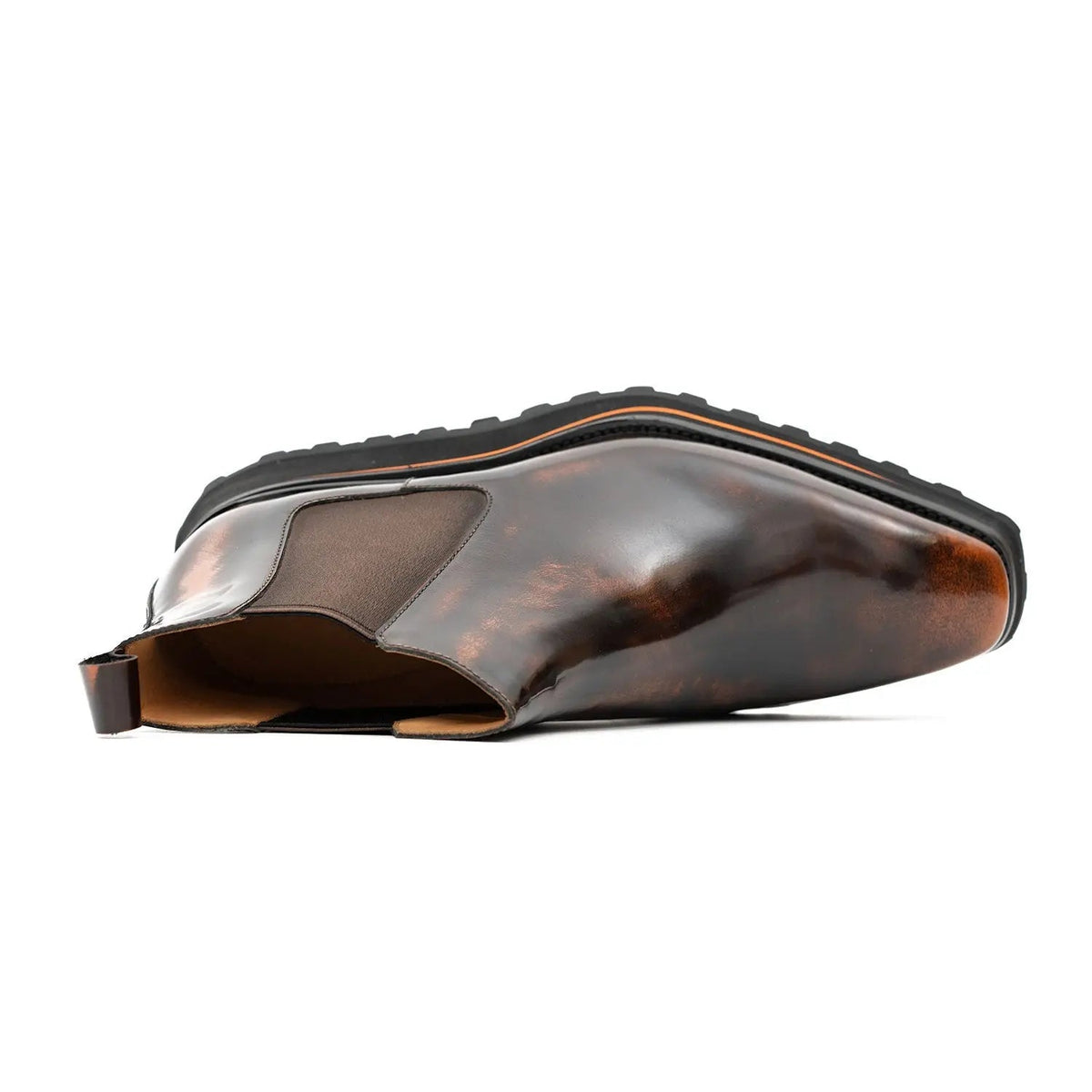 Brown Plain-Toe Cow Leather Chelsea Boots