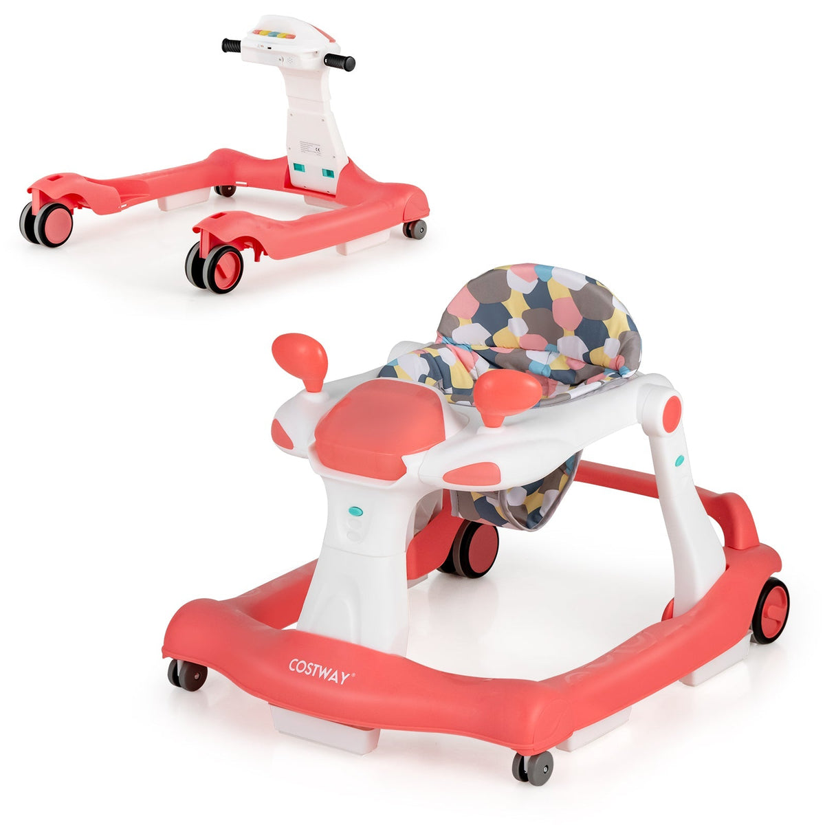 2-in-1 Foldable Activity Push Walker with Adjustable Height