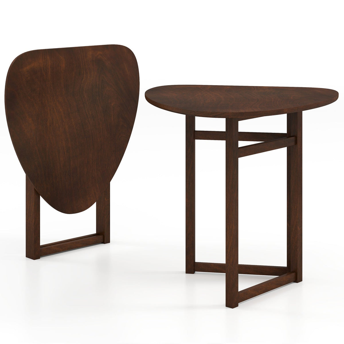 Foldable Dining Table 31.5" Triangular Small Kitchen Table for 2-Walnut