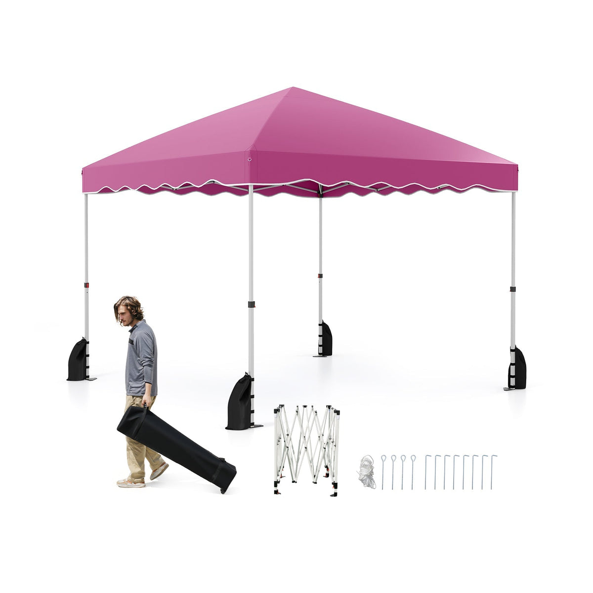 Carpa plegable instantánea de 3 x 3 metros con bolsa con ruedas