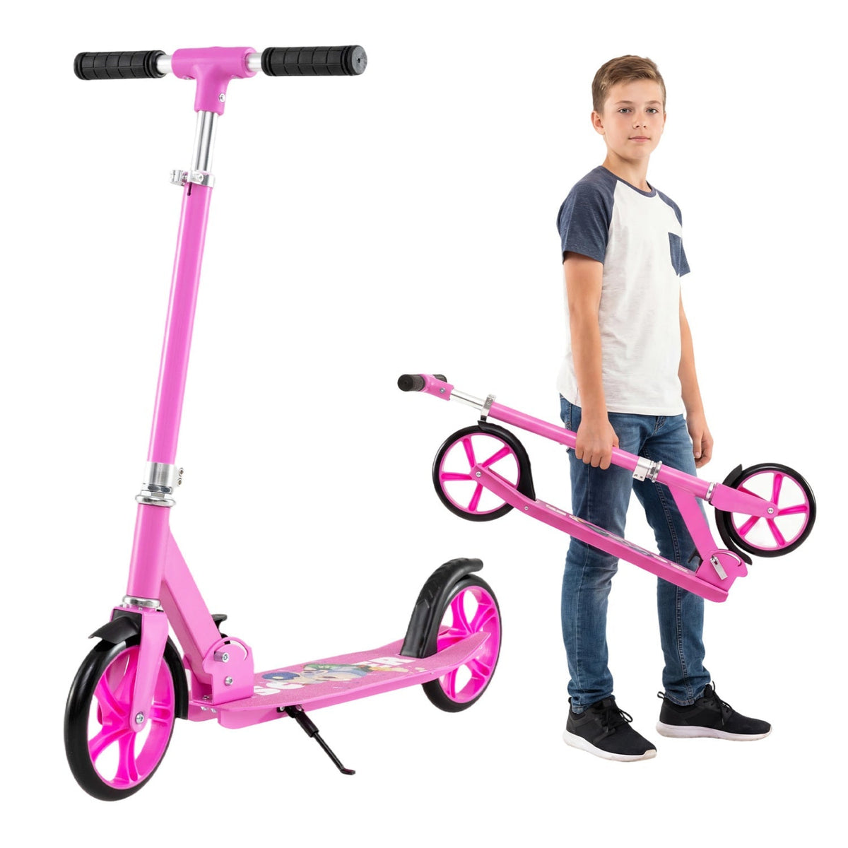 Patinete plegable de aleación de aluminio con 3 alturas ajustables - Azul