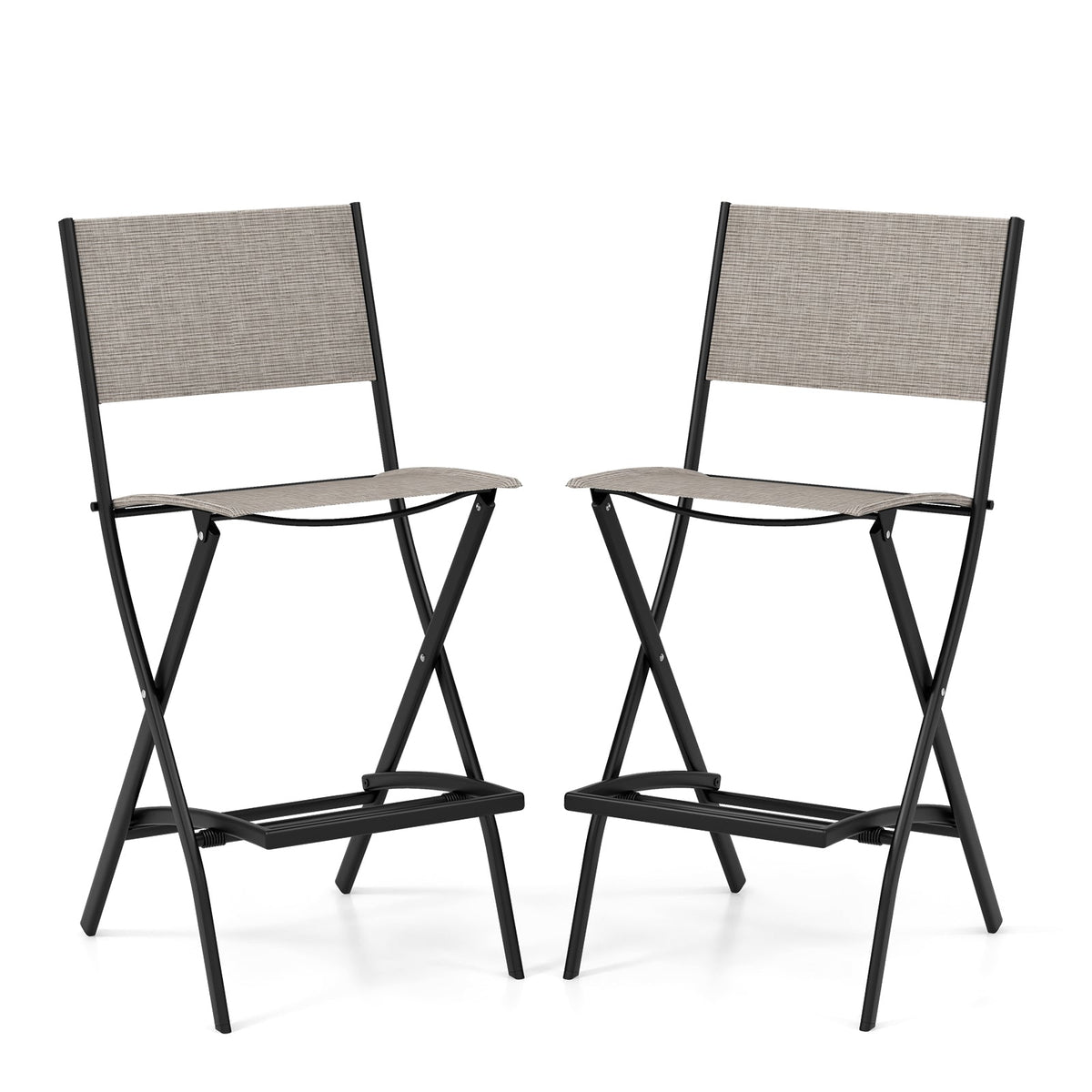 Folding Bar Stools Set of 2 Backrest Humanized Footrest