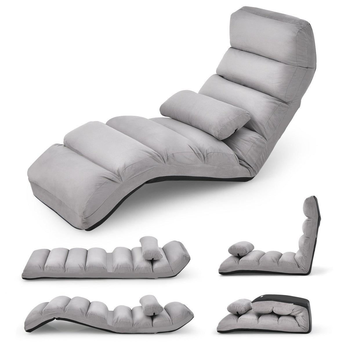 Folding Lazy Sofa Chair Stylish Sofa Couch Beds Lounge Chair W/Pillow