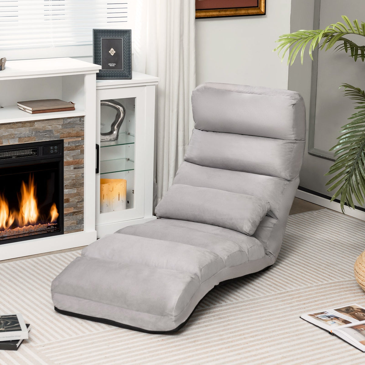 Folding Lazy Sofa Chair Stylish Sofa Couch Beds Lounge Chair W/Pillow