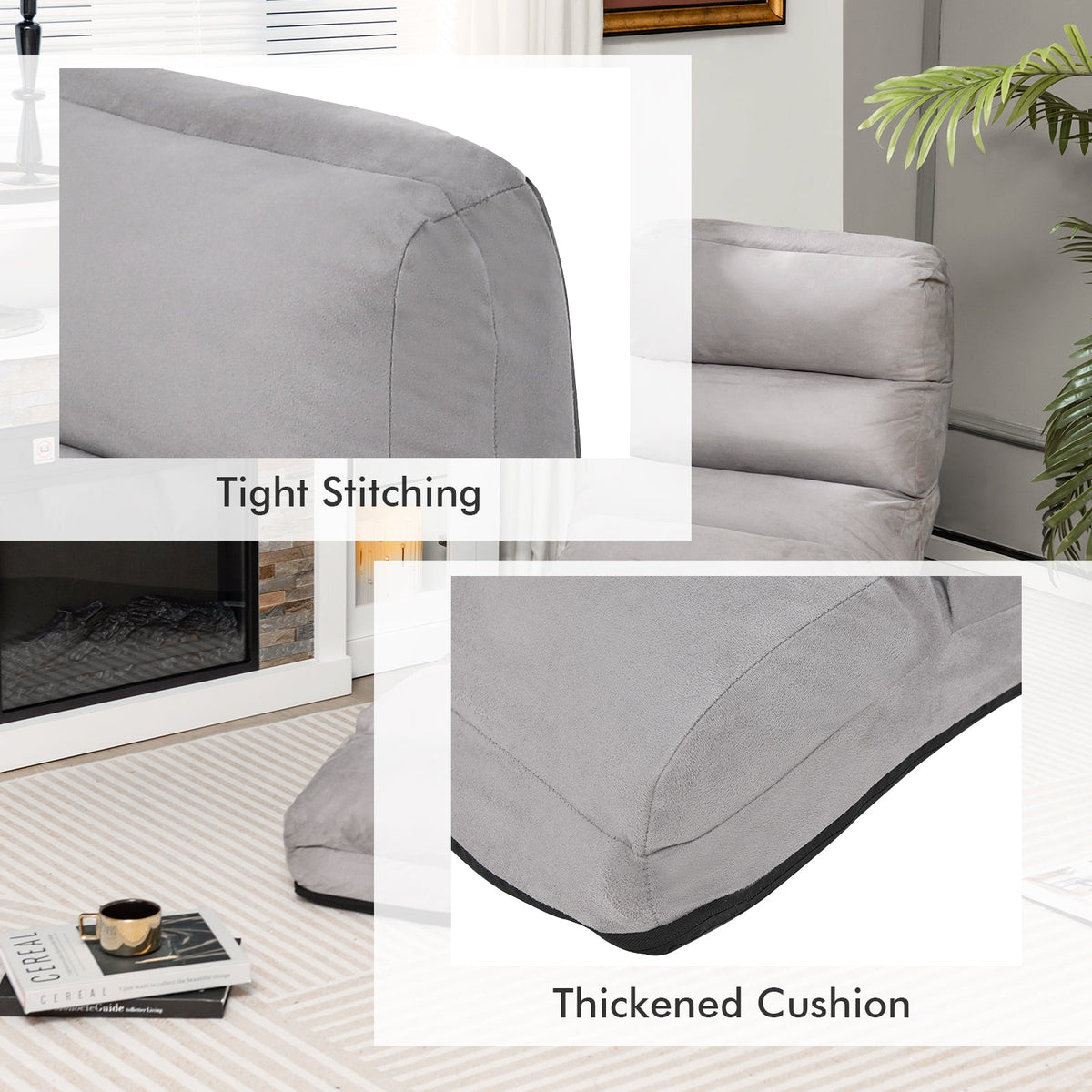 Folding Lazy Sofa Chair Stylish Sofa Couch Beds Lounge Chair W/Pillow
