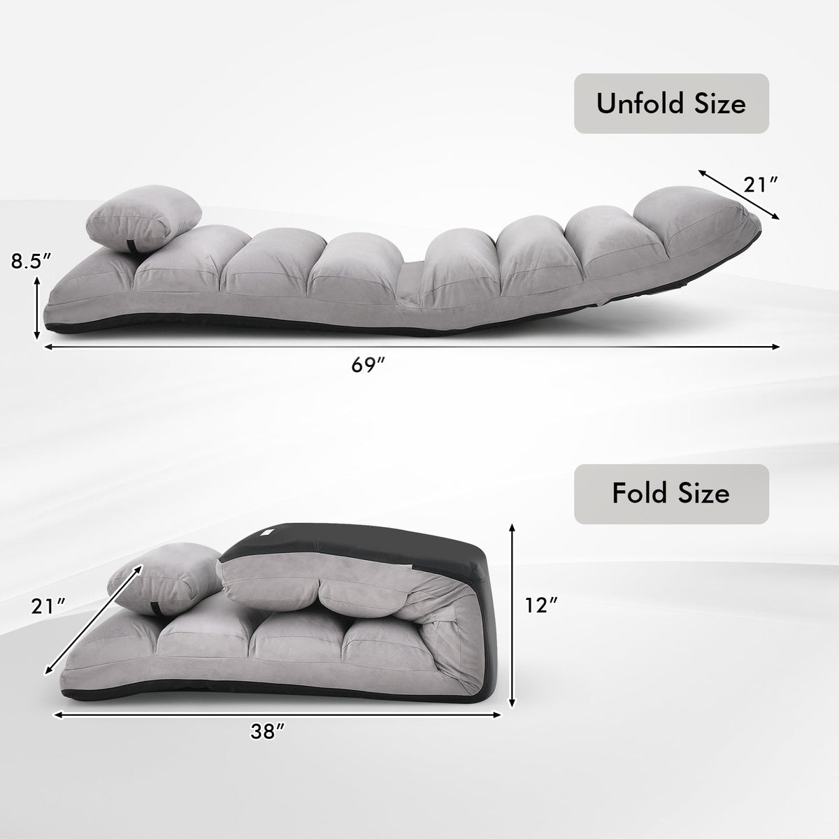 Folding Lazy Sofa Chair Stylish Sofa Couch Beds Lounge Chair W/Pillow