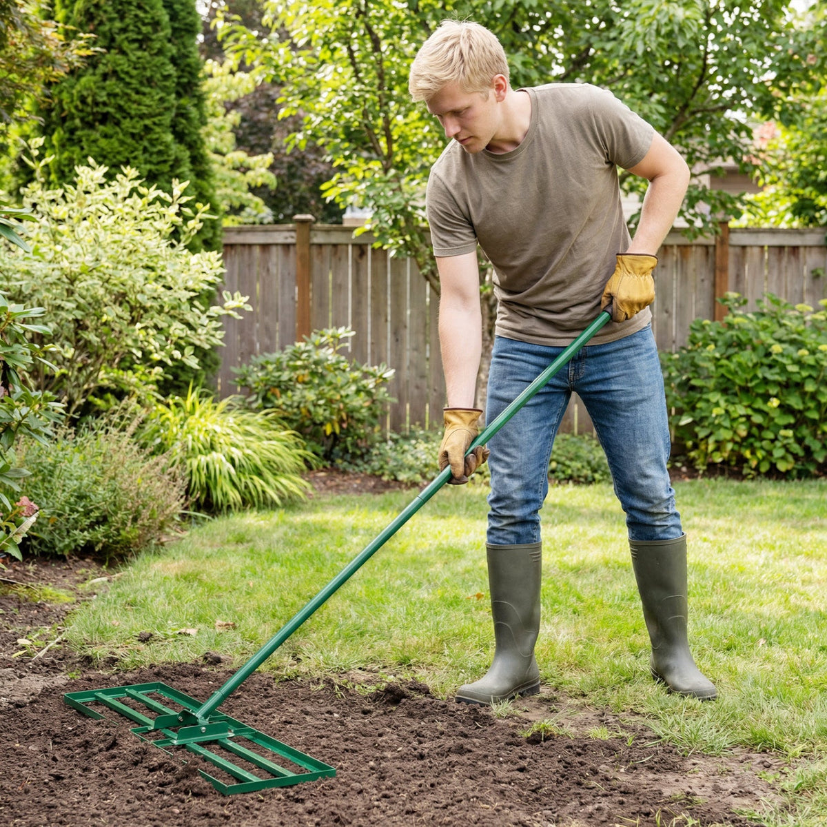 30 x 10 Inch Lawn Leveling Rake with Ergonomic Handle