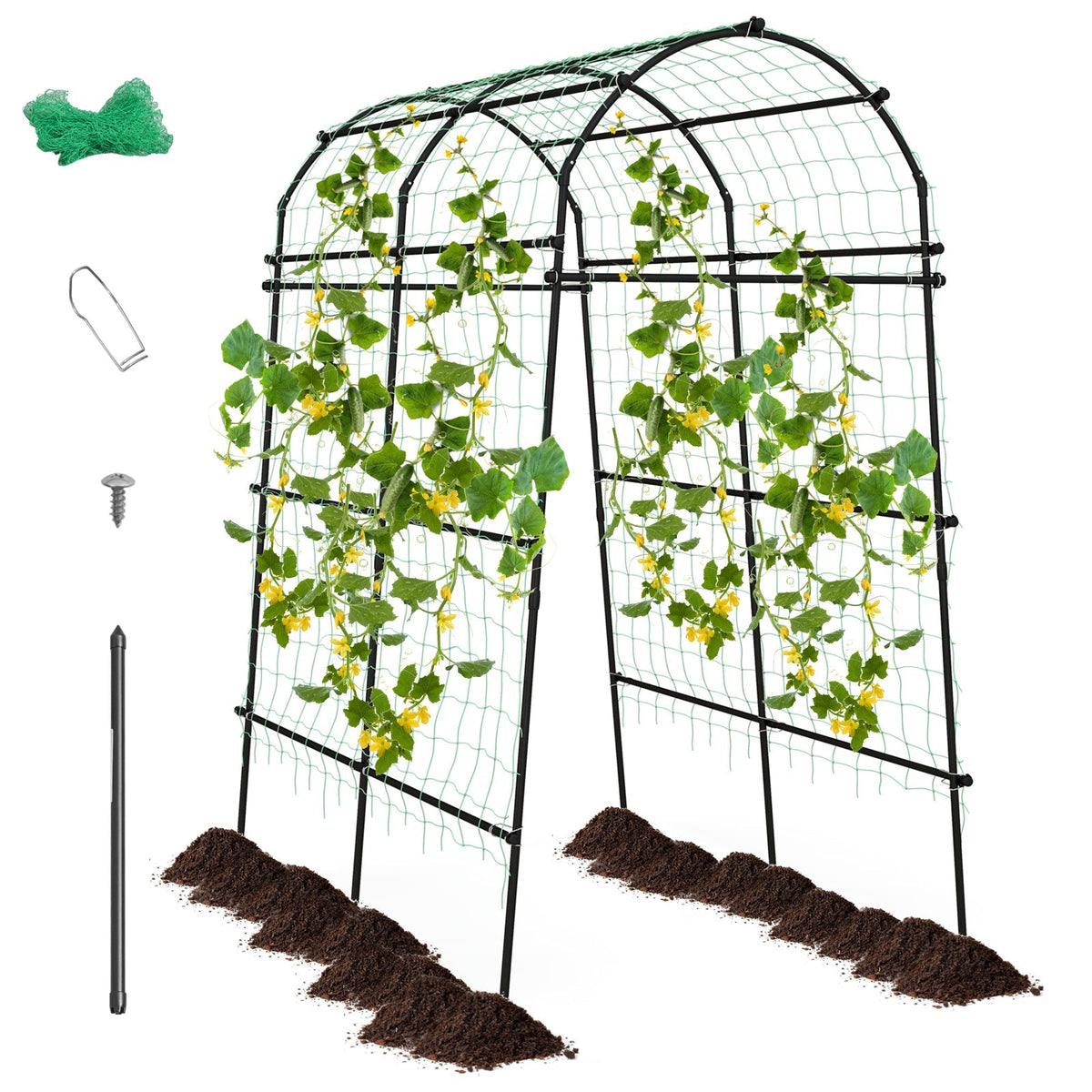 7.5 Feet Garden Arch Trellis with PE Coated Metal Structure