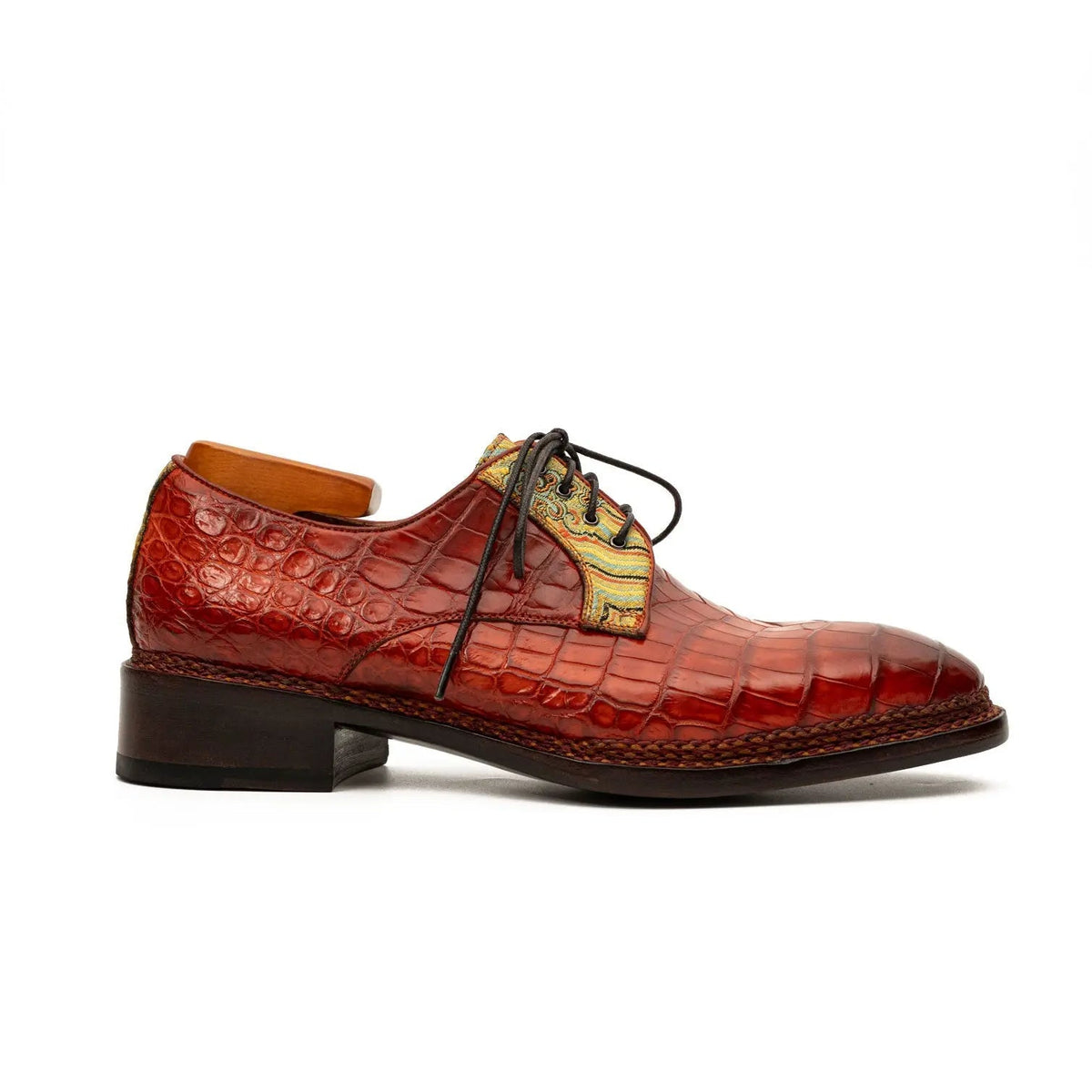 Red Crocodile Leather Derby Shoes