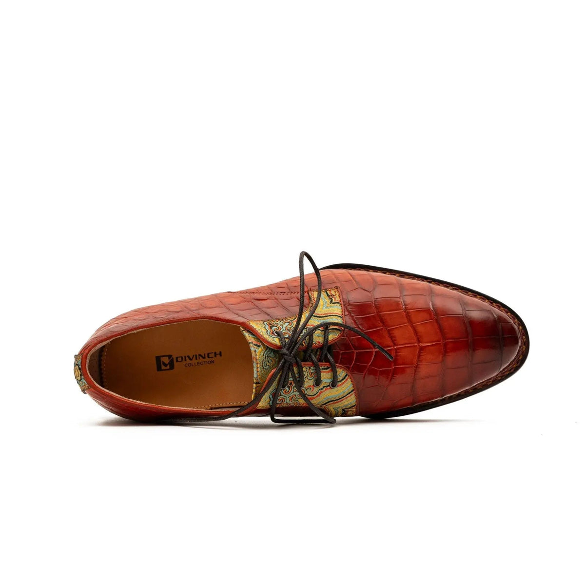 Red Crocodile Leather Derby Shoes