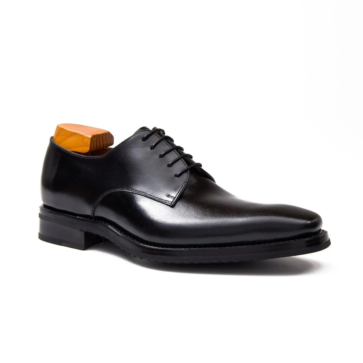 Black Plain-Toe Goodyear Derby Shoes