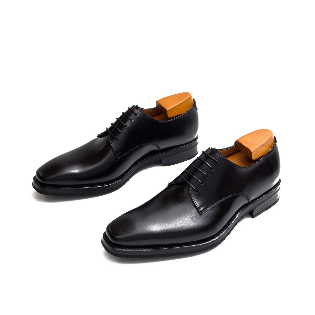 Black Plain-Toe Goodyear Derby Shoes