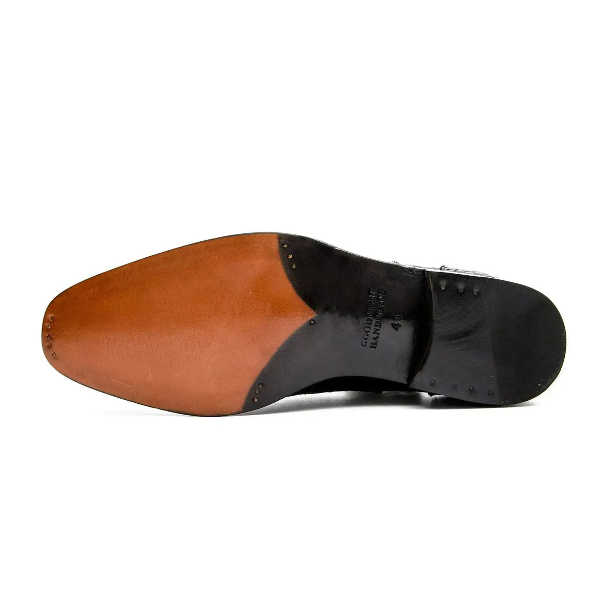Black Plain-Toe Goodyear Derby Shoes