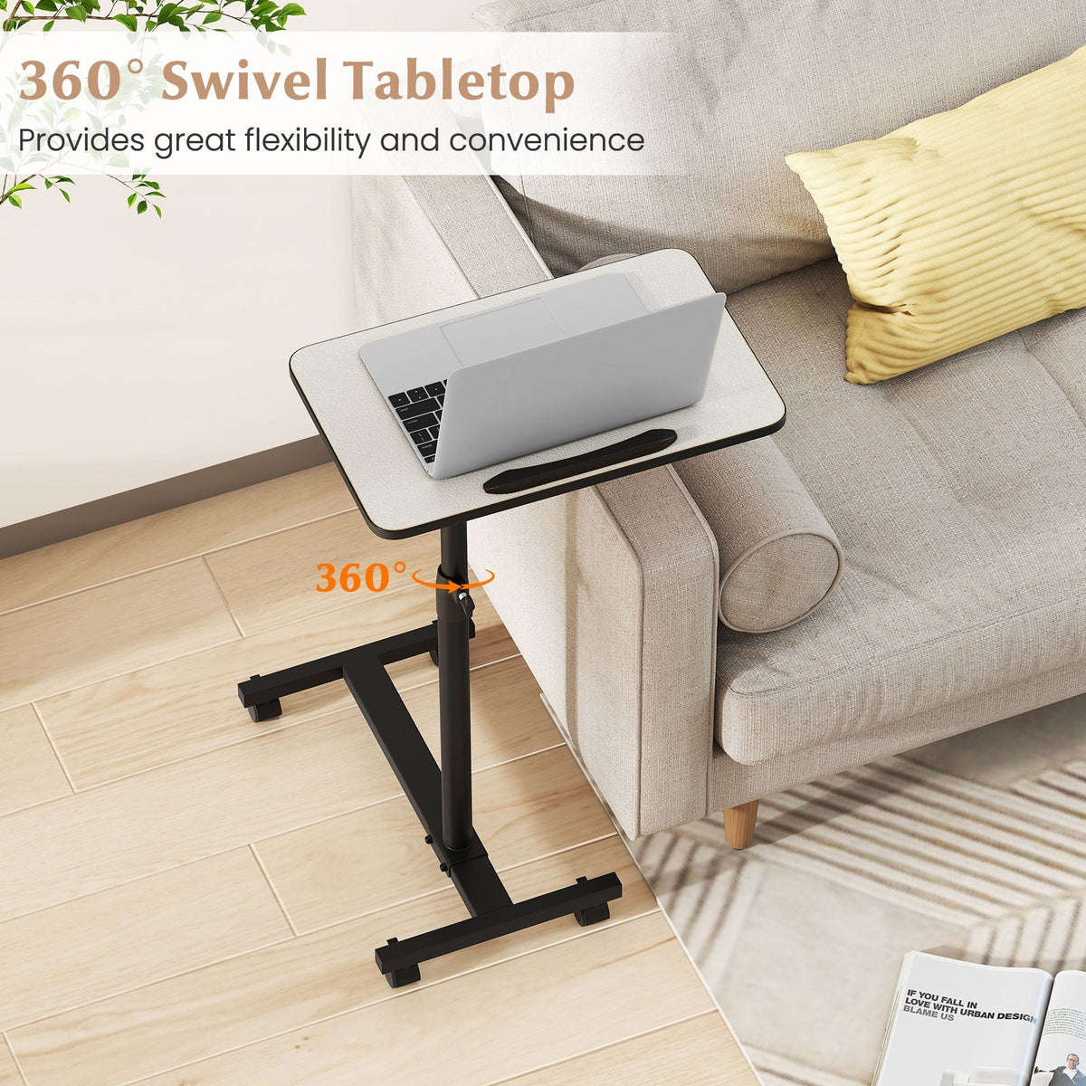 Overbed Rolling Food Tray Table