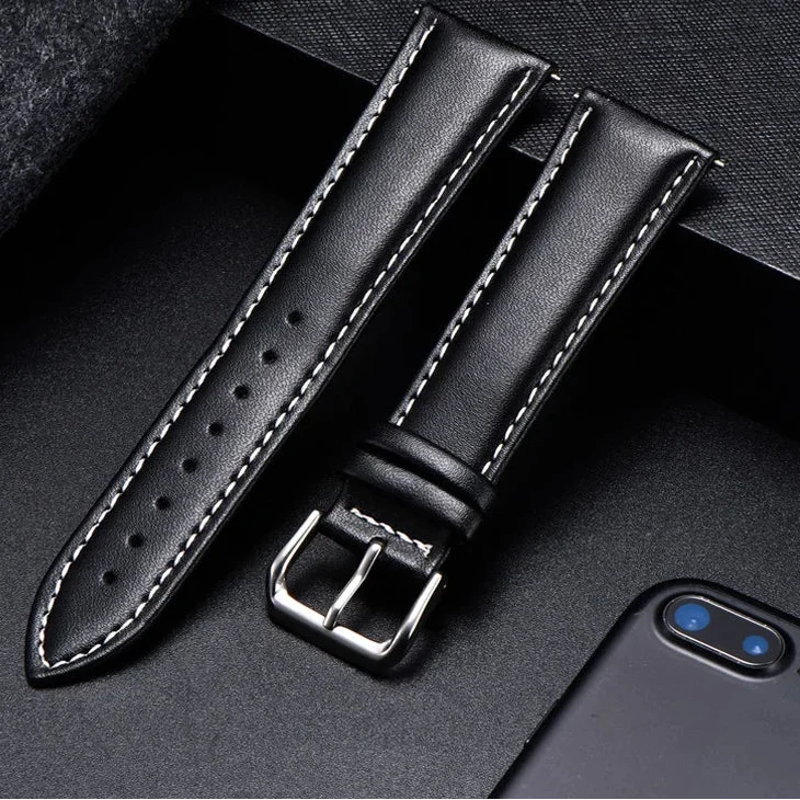 Motorola Moto Watch Band, Soft Calfskin Leather Strap, Steel Buckle