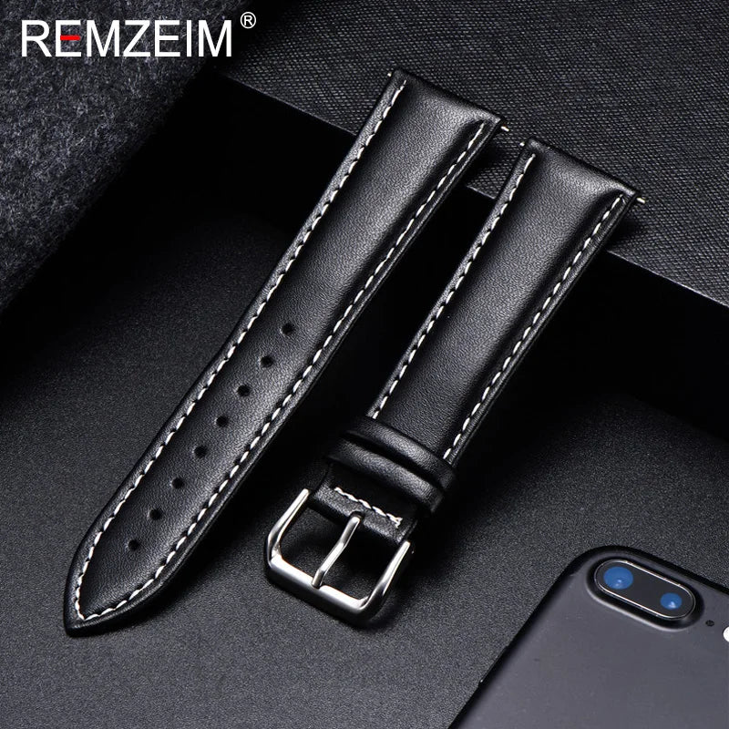 OnePlus Leather Watch Band, Soft Calfskin Strap with Silver Buckle