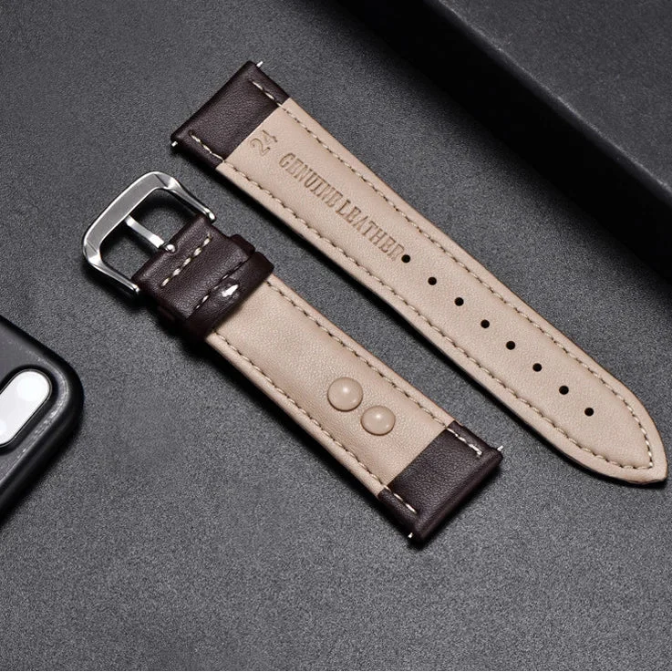 Motorola Moto Watch Band, Soft Calfskin Leather Strap, Steel Buckle