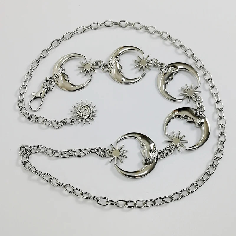 Gold Chain Belt Female Waist Moon Sun Metal Belts For Women Punk Dress Waistband Gothic Jeans Accessory Long Ketting Riem