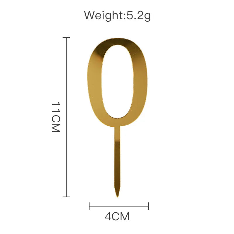 Sparkling 0-9 Number Happy Birthday Cake Topper Gold Acrylic Wedding Cake Topper Kids Birthday Party Cake decoration Baby shower