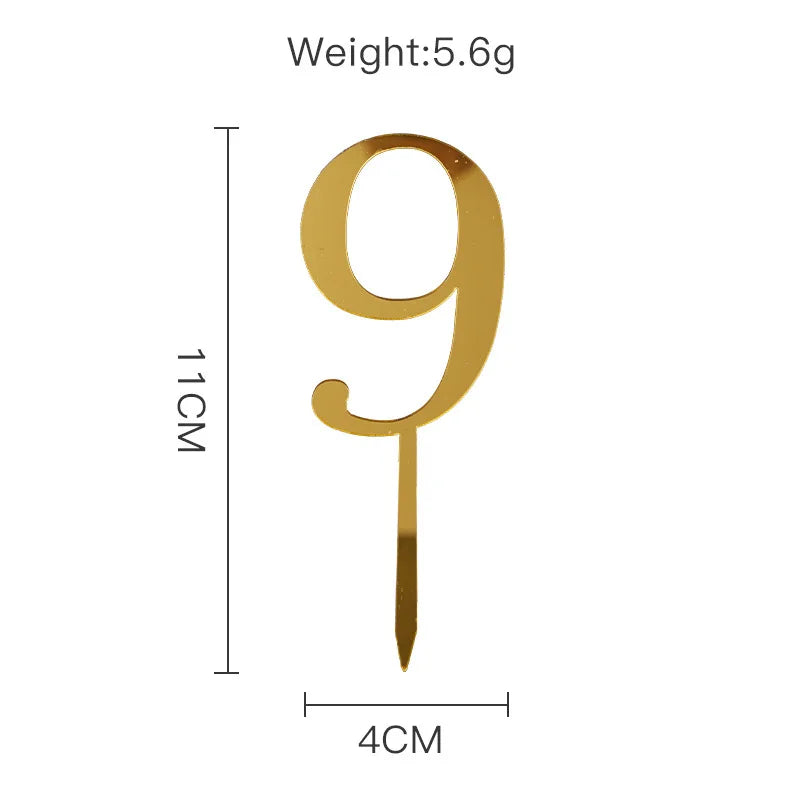 Sparkling 0-9 Number Happy Birthday Cake Topper Gold Acrylic Wedding Cake Topper Kids Birthday Party Cake decoration Baby shower