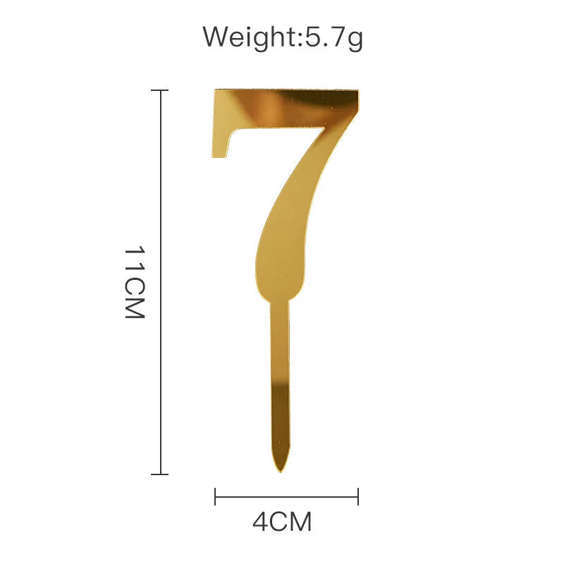 Sparkling 0-9 Number Happy Birthday Cake Topper Gold Acrylic Wedding Cake Topper Kids Birthday Party Cake decoration Baby shower