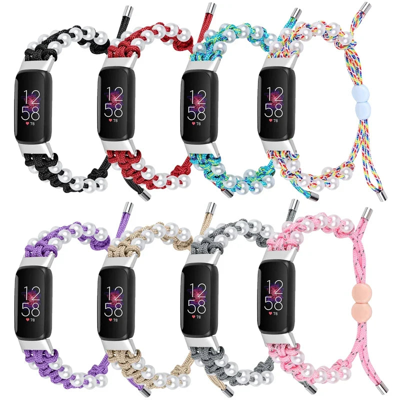 Fitbit Luxe Braided Rope Band with Pearl-Style Beads
