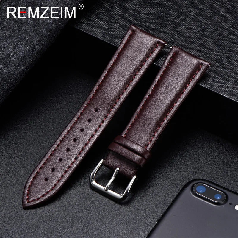 OnePlus Leather Watch Band, Soft Calfskin Strap with Silver Buckle