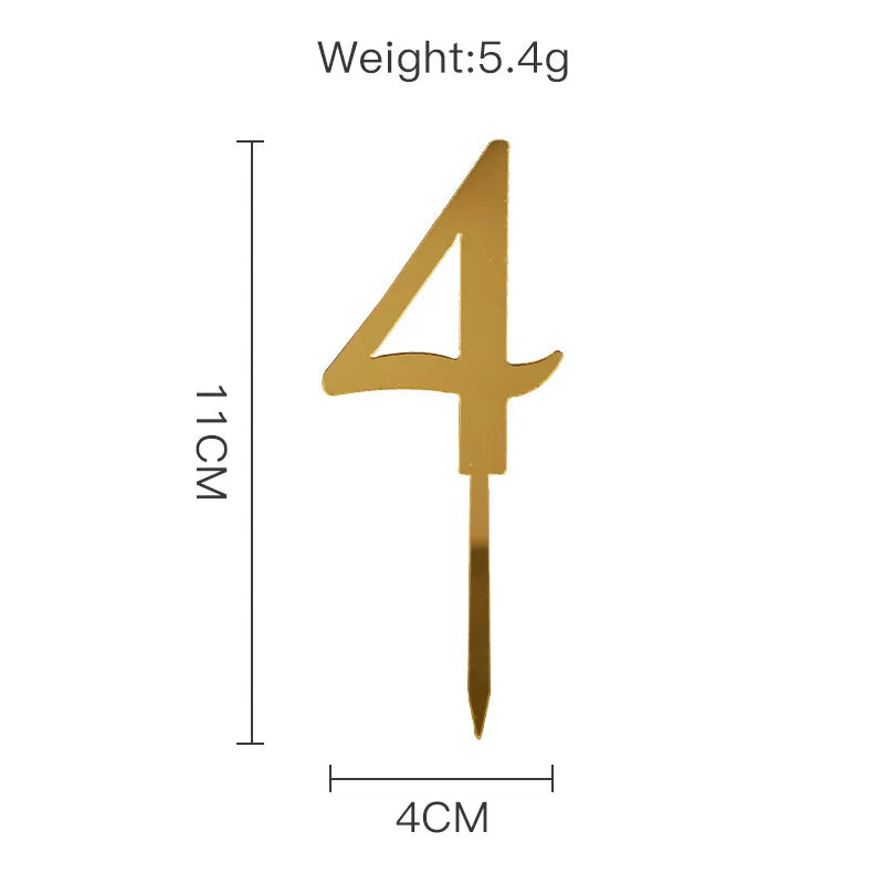 Sparkling 0-9 Number Happy Birthday Cake Topper Gold Acrylic Wedding Cake Topper Kids Birthday Party Cake decoration Baby shower