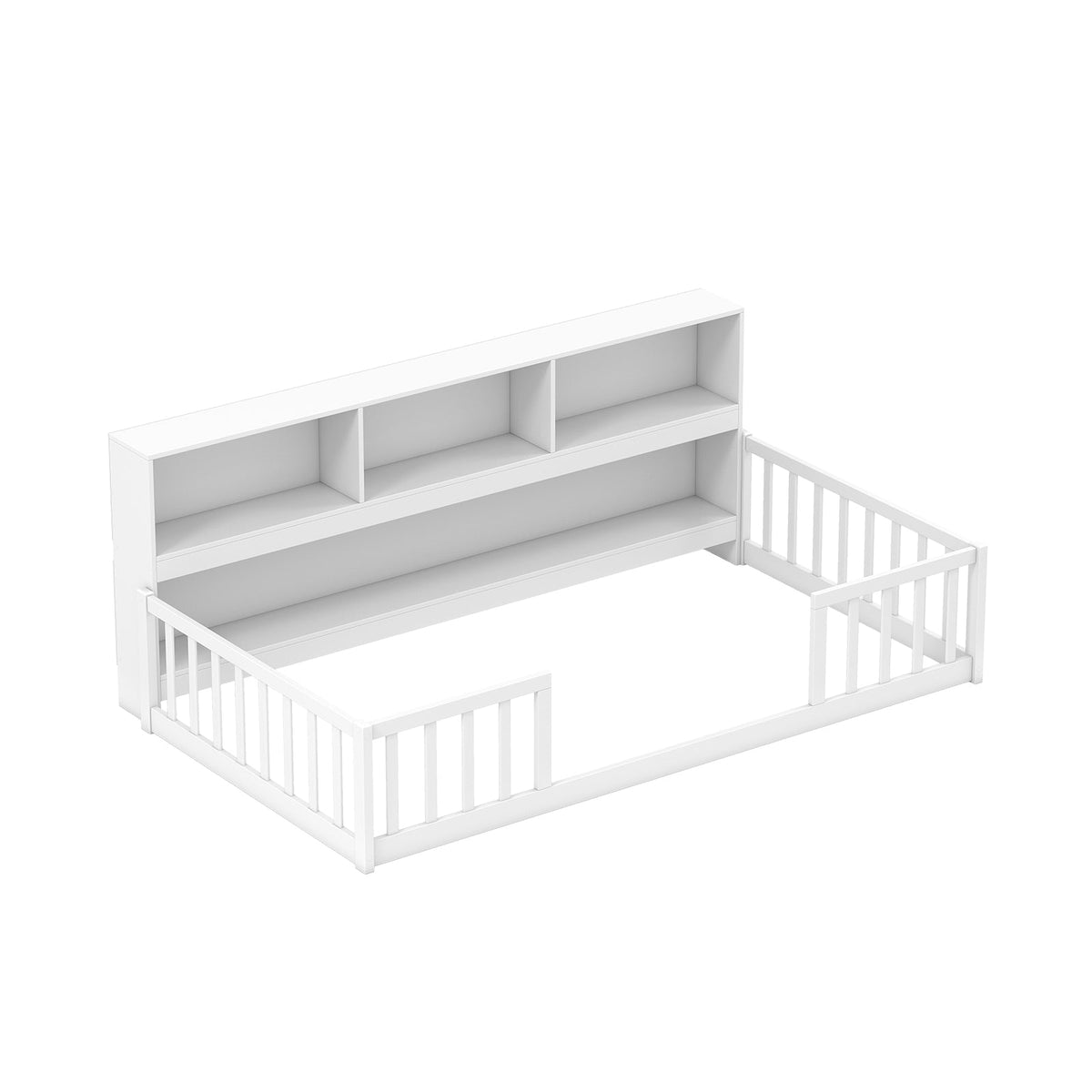 Twin Size Montessori Floor Bed with Bookcase