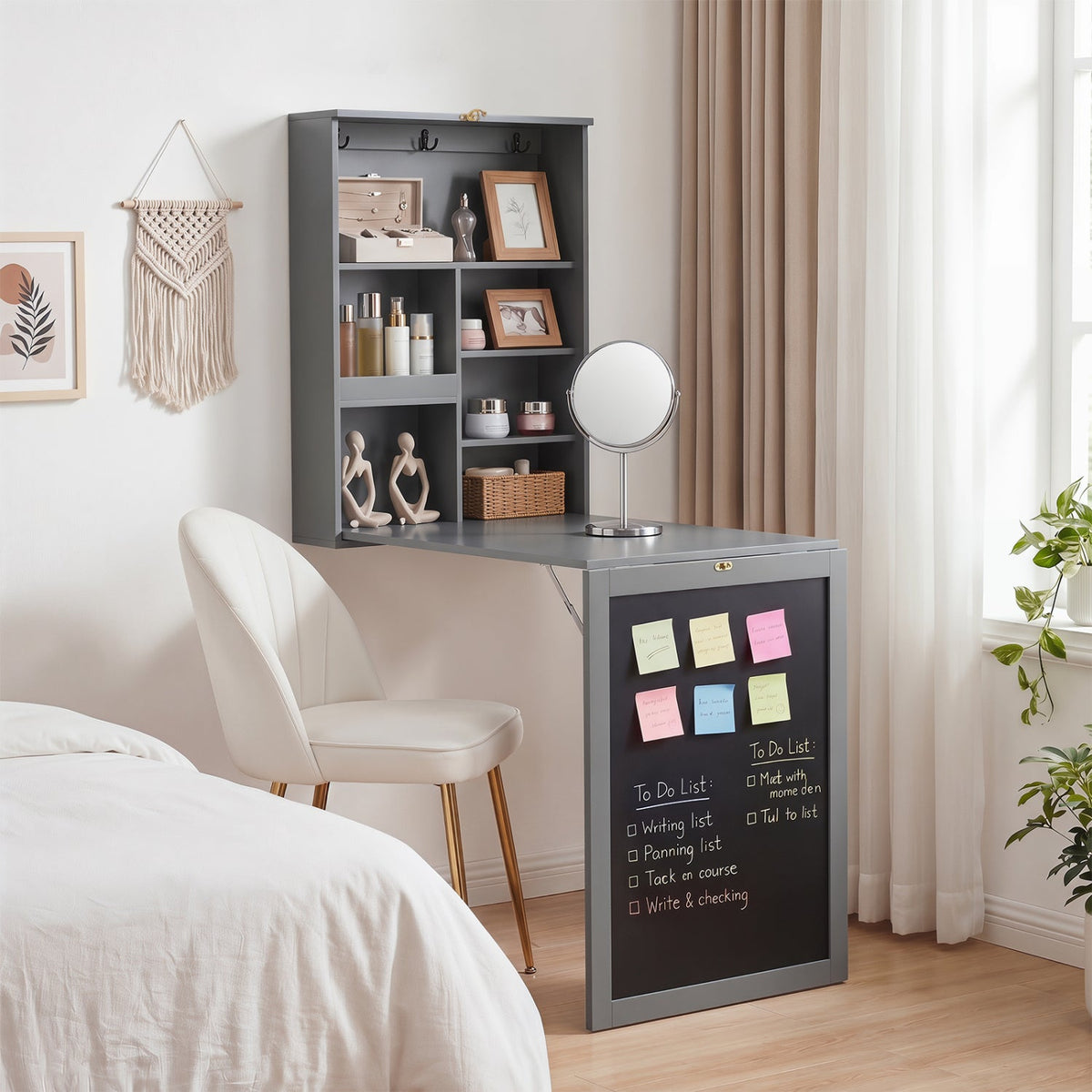 Convertible Wall Mounted Table with A Chalkboard