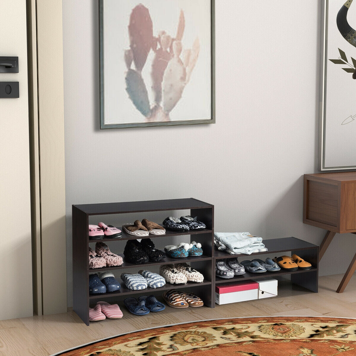 3 Pieces 31-Inch Stackable Multi-Shape Shoe Rack