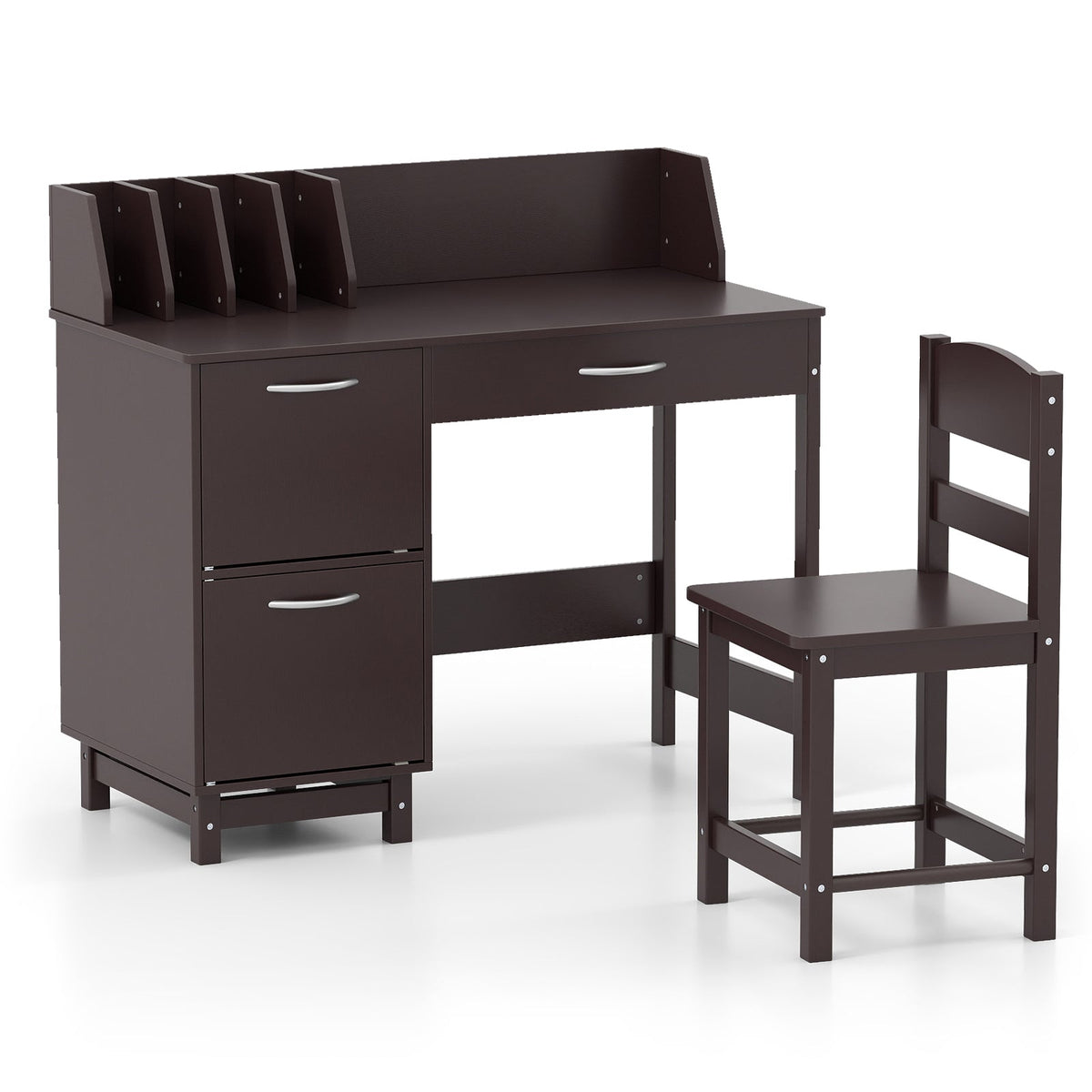 Kids Wooden Writing Furniture Set with Drawer and Storage Cabinet