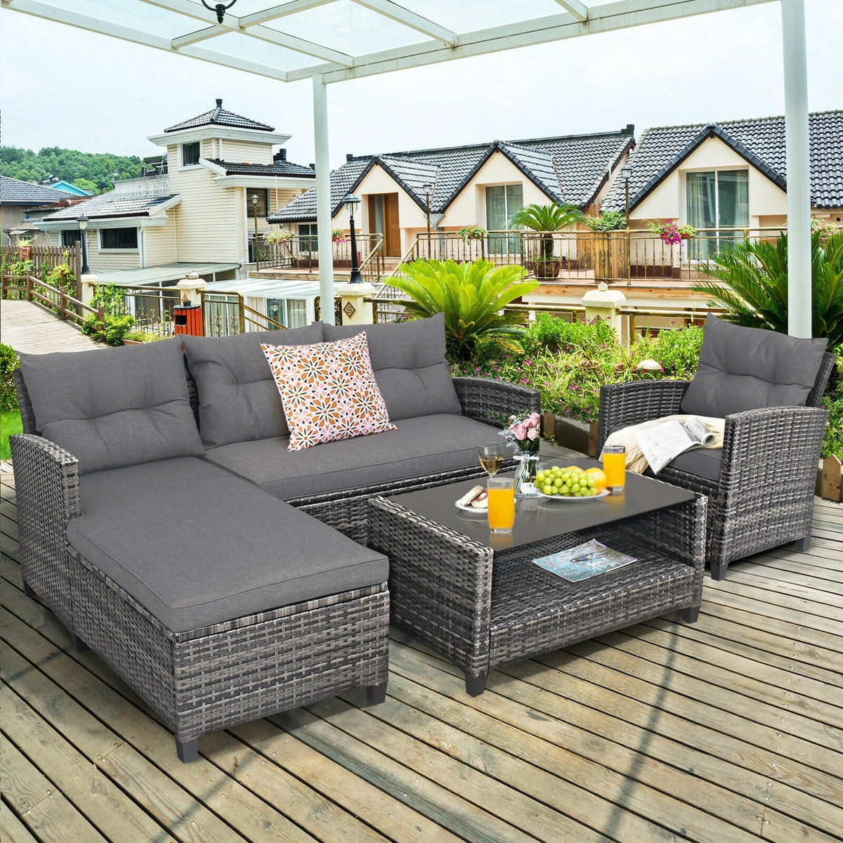 4 Pieces Patio Rattan