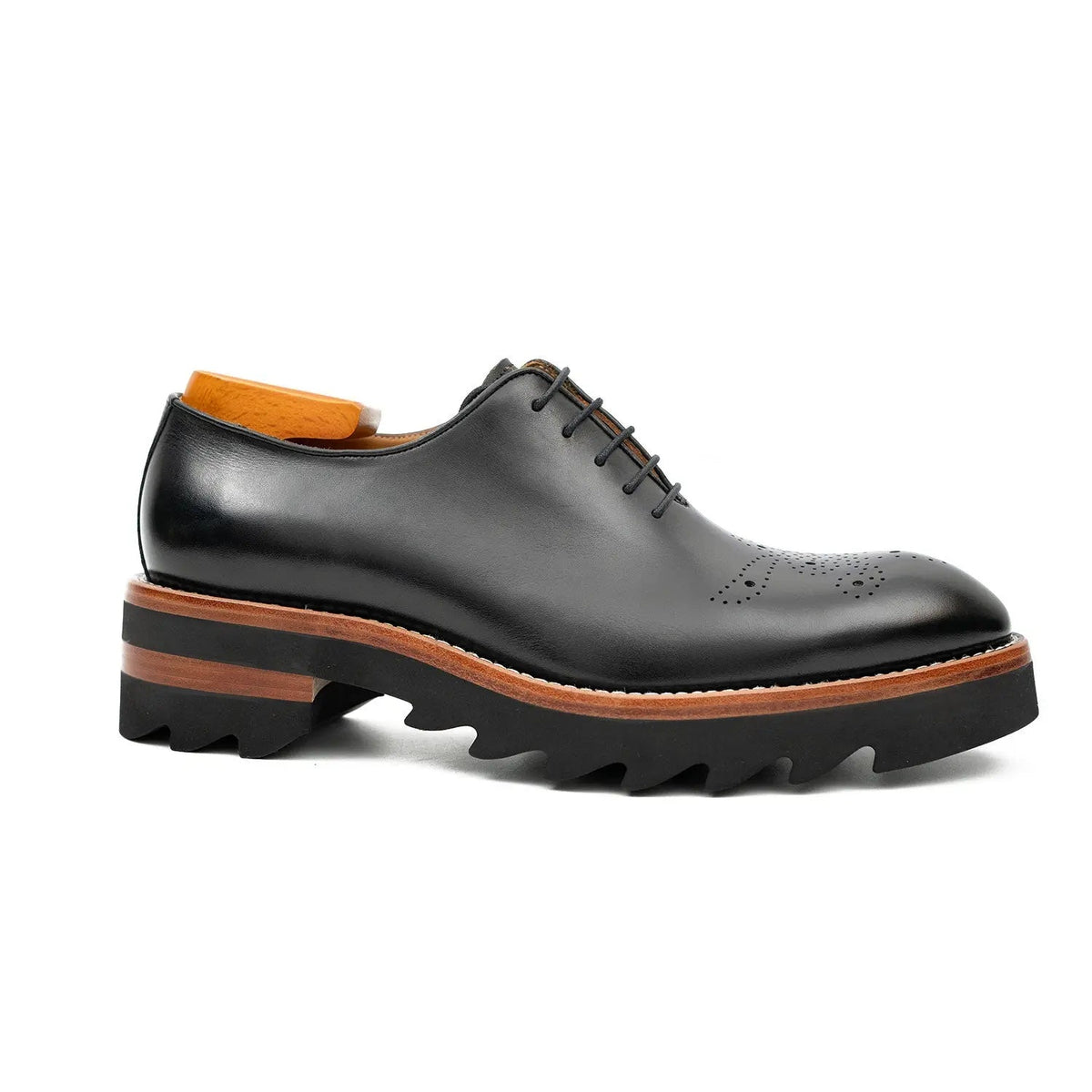 Black Cow Leather Oxford Shoes