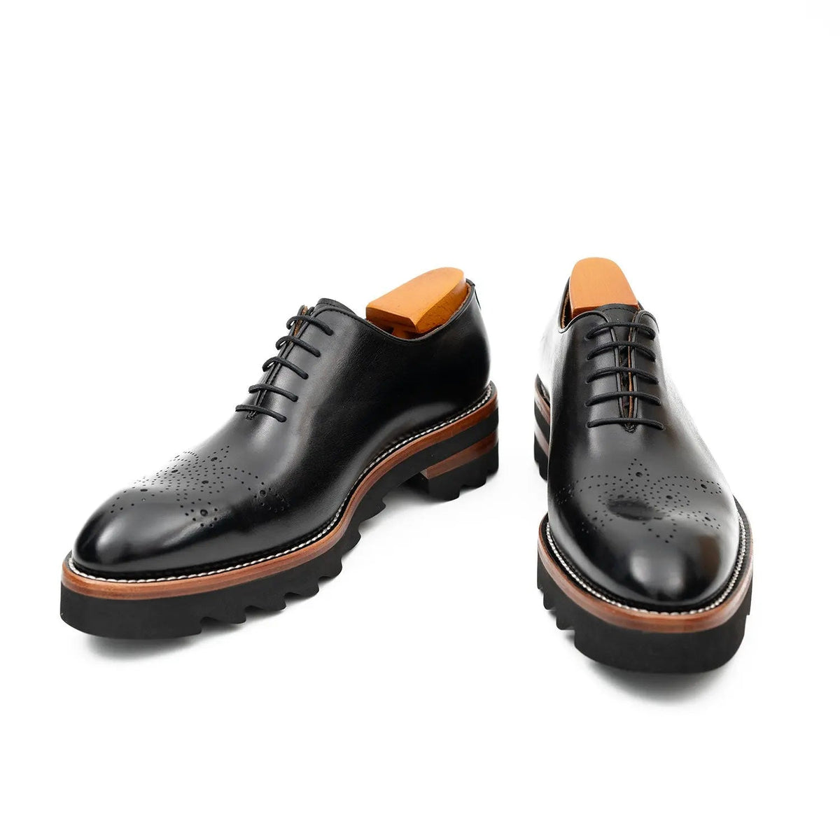Black Cow Leather Oxford Shoes
