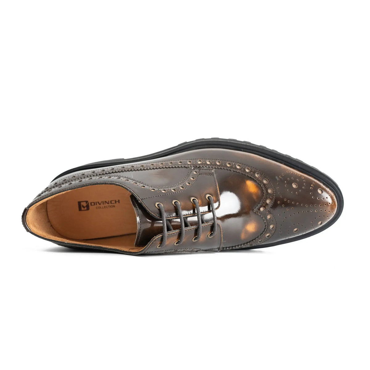 Brown Wingtip Calf Leather Derby Shoes